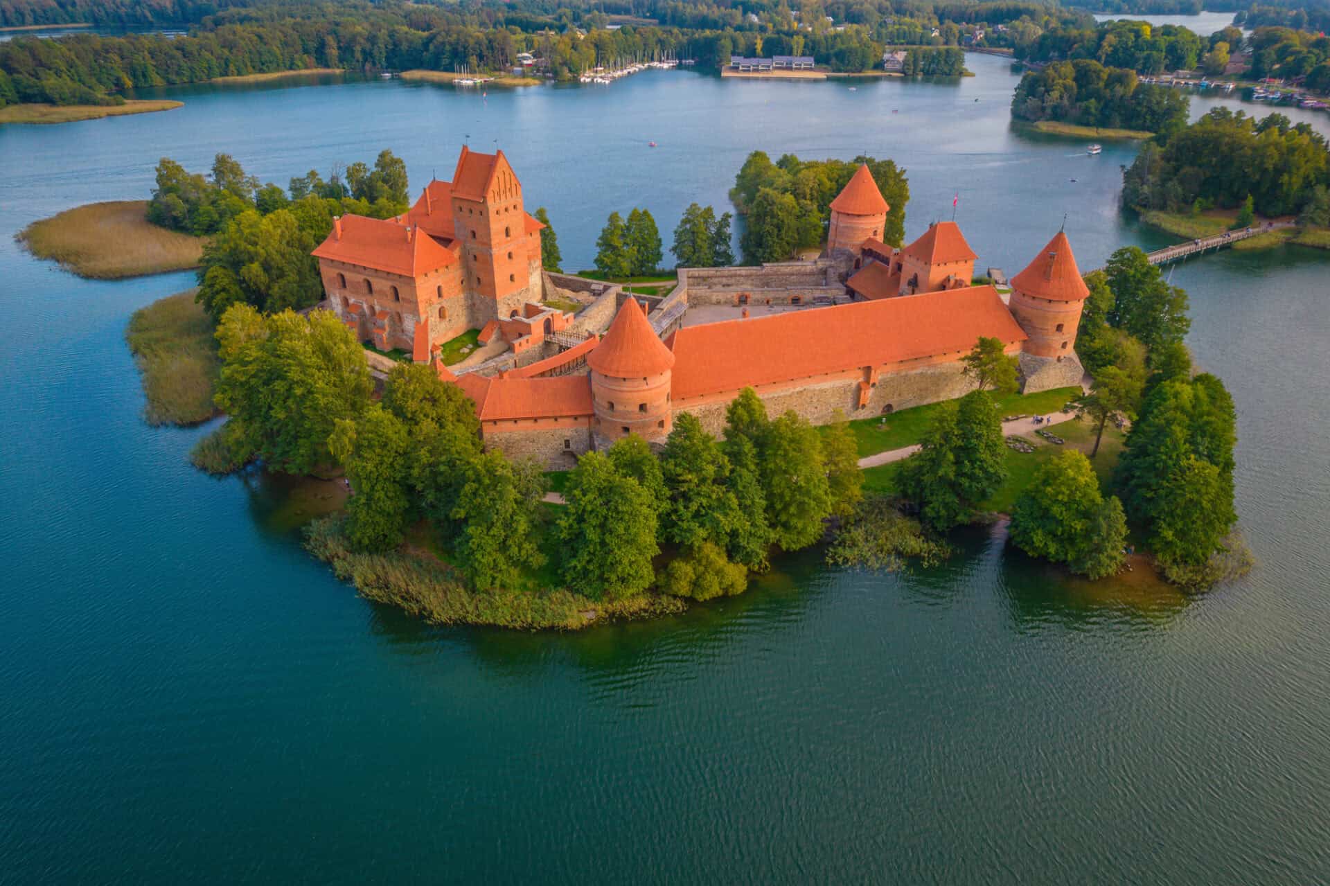 castle in lake in Vilnius, Lithuania