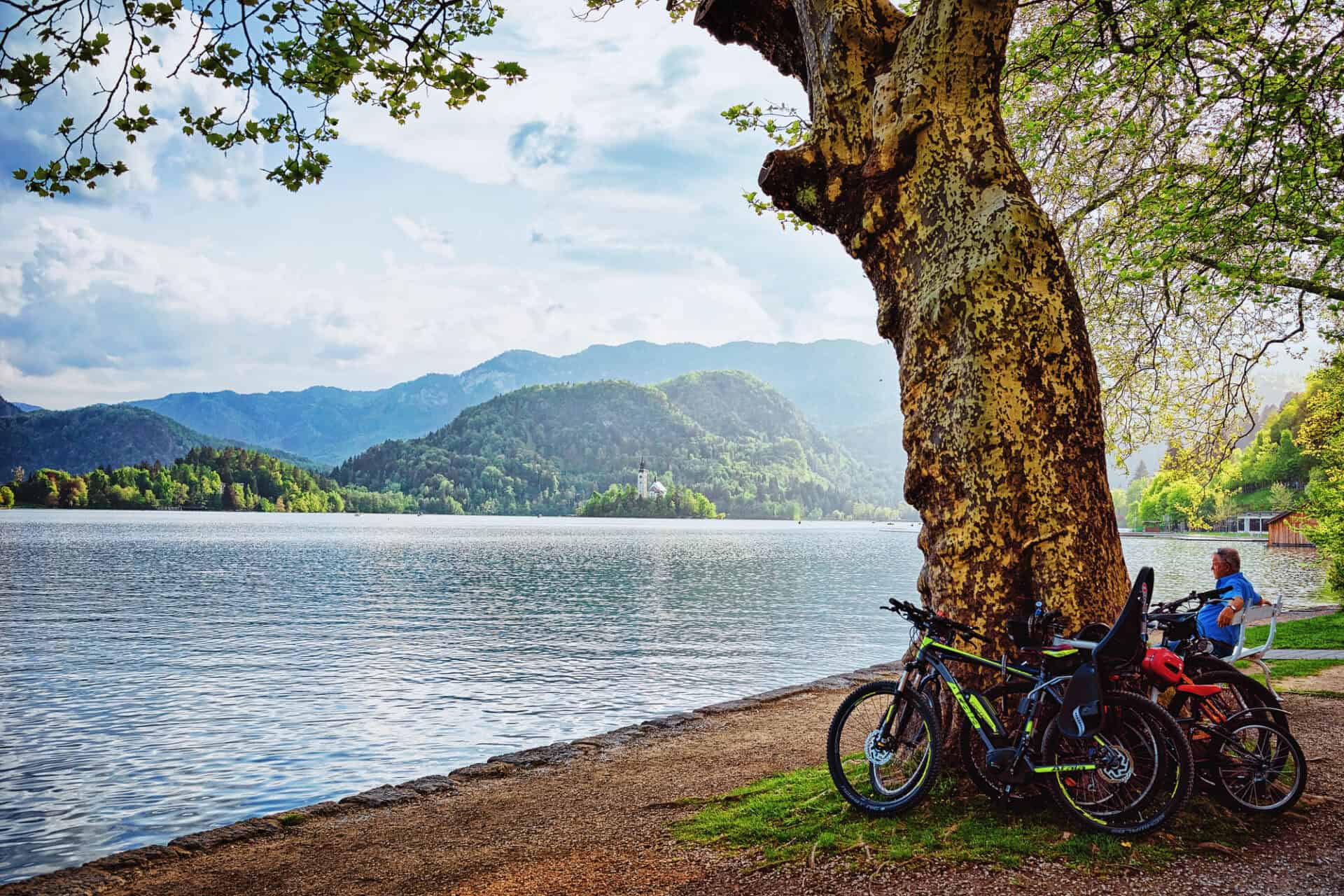 Lake Bled in Slovenia, bikes